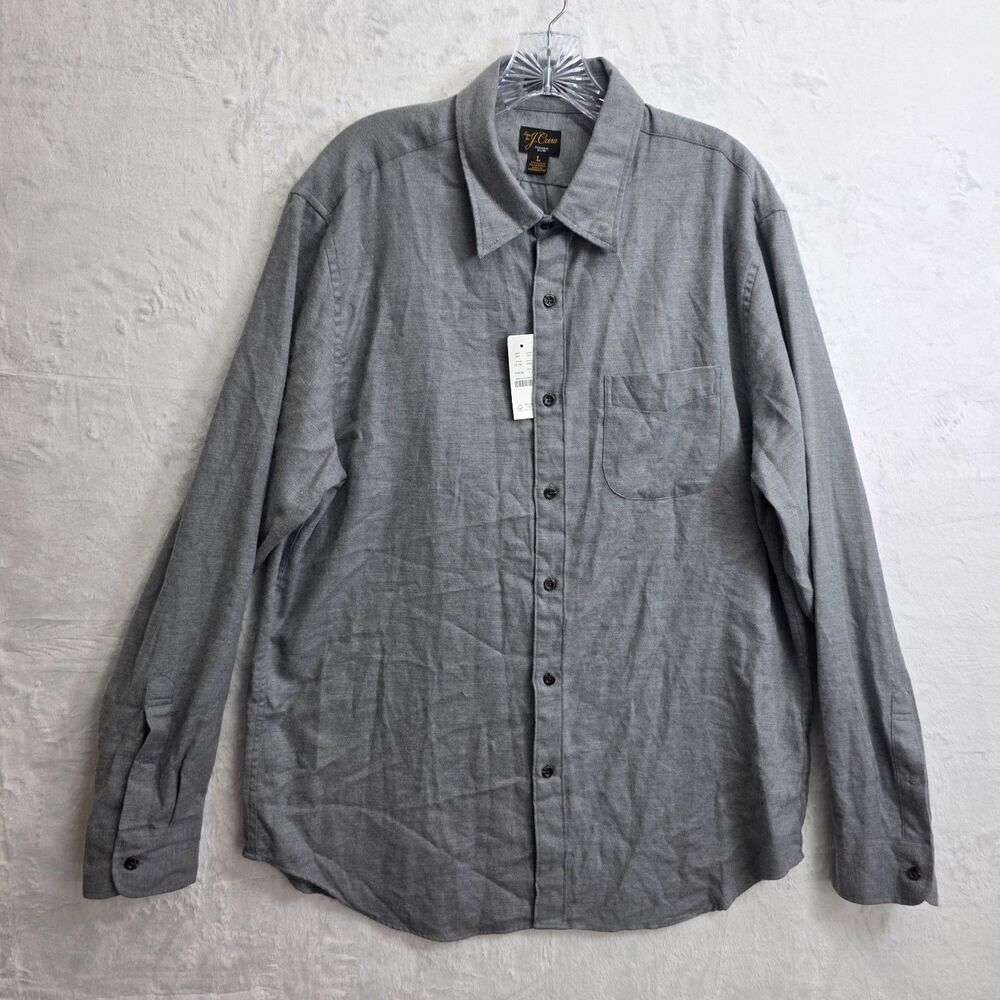 J.Crew Classic Fit Shirt Cotton-Cashmere Blend Gray Men's Size L